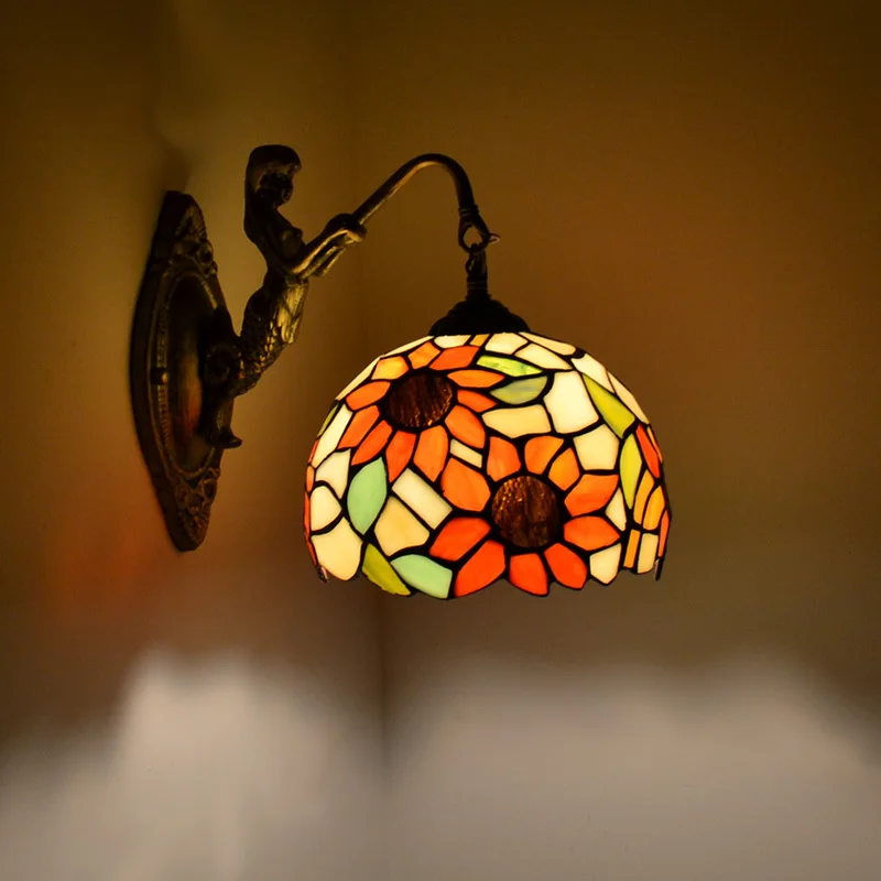 Mediterranean Sun Flower Stained Colorful Glass E14 LED Bulb Wall Sconce Lamp Vintage Bronze Iron Wall Lights Fixture
Mediterranean Sun Flower Stained Colorful Glass E14 LED Bulb Wall Sconce Lamp Vintage Bronze Iron Wall Lights Fixture