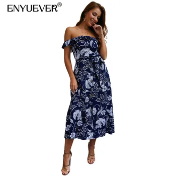 Enyuever Summer Boho Dress Bohemian Beachwear Button Off The Shoulder Ruffle Casual Floral Print Holiday Dress Sundress Vestidos
Enyuever Summer Boho Dress Bohemian Beachwear Button Off The Shoulder Ruffle Casual Floral Print Holiday Dress Sundress Vestidos