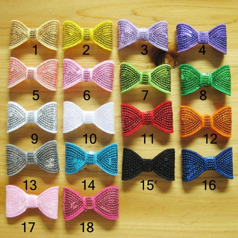 

10pcs/lot 18colors Hair Clips DIY Shiny Sequin Bows Knot Fashion Applique Headband Bows For Kids Girls Hair Accessories Hair Bow