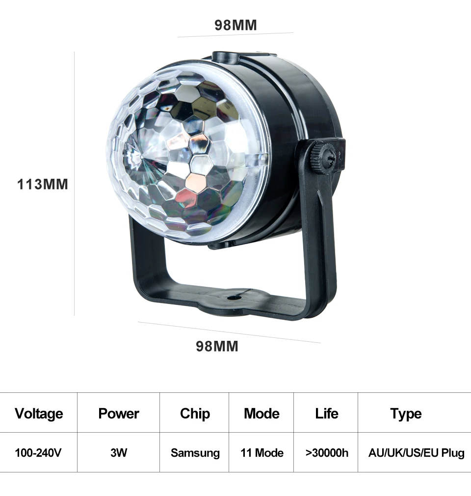 Mini RGB 3W Crystal Magic Ball Led Stage Lamp (2)