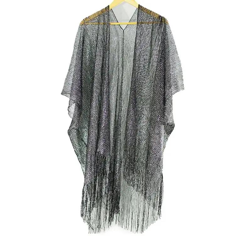 New Summer Metallic Glitter Solid Color Swimsuit Cover Up Long Tassels Asymmetric Hem Kimono Cardigan Sheer Knitted Sunscreen
New Summer Metallic Glitter Solid Color Swimsuit Cover Up Long Tassels Asymmetric Hem Kimono Cardigan Sheer Knitted Sunscreen
