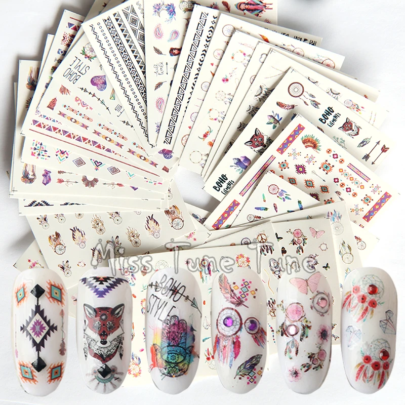 24PCS/Set Mixed Tribal Bohemia Indian Styles Full Cover Water Transfer Nail Stickers Wraps Decals Designs Watermark Nail Tips
24PCS/Set Mixed Tribal Bohemia Indian Styles Full Cover Water Transfer Nail Stickers Wraps Decals Designs Watermark Nail Tips