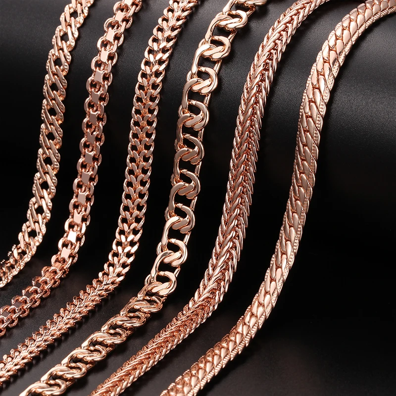 20 Style Fashion Jewelry Men Womens 585 Rose Gold Color Necklace Curb/Weaving Classic Chains Jewelry 50cm 60cm
20 Style Fashion Jewelry Men Womens 585 Rose Gold Color Necklace Curb/Weaving Classic Chains Jewelry 50cm 60cm