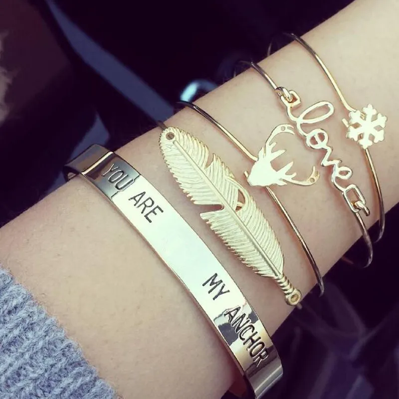 4 PCS/SET New Fashion Women's Leaf And Flower Design bangles Set Golden Color Animal Bracelet For Girl Gift Wholesale NS38
4 PCS/SET New Fashion Women's Leaf And Flower Design bangles Set Golden Color Animal Bracelet For Girl Gift Wholesale NS38