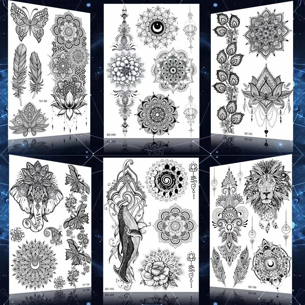 Fashion India Lace Waterproof Temporary Henna Mandala Tattoos Stickers For Women Mehndi Chain Whale Black Tattoo Flora Art Arm
Fashion India Lace Waterproof Temporary Henna Mandala Tattoos Stickers For Women Mehndi Chain Whale Black Tattoo Flora Art Arm