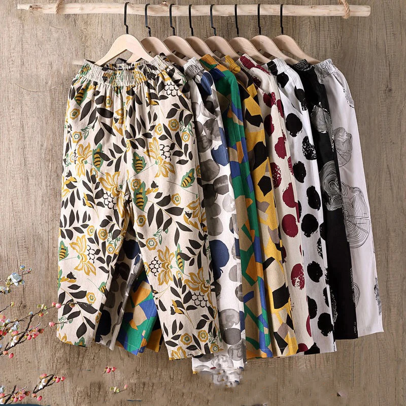 Linen Summer Hallen Loose Printed pattern Plus Size Ankle Harajuku Gothic Leg Sweat Pants Women cotton Color blocking trousers
Linen Summer Hallen Loose Printed pattern Plus Size Ankle Harajuku Gothic Leg Sweat Pants Women cotton Color blocking trousers