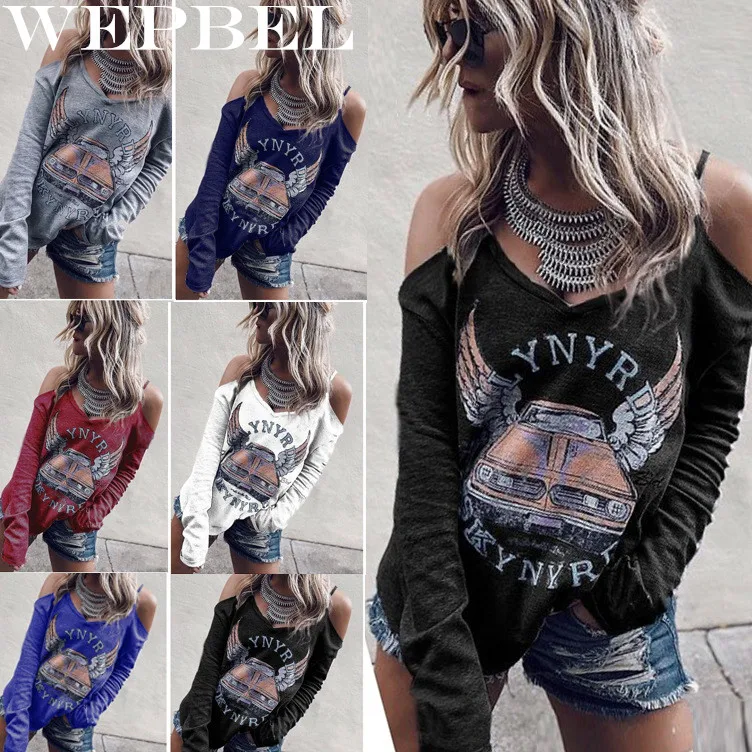 Wepbel Sexy Hollow Out T-Shirt Women Fashion Long Sleeve Off Shoulder Tops Print Casual Tee Shirt Femme Blusas
Wepbel Sexy Hollow Out T-Shirt Women Fashion Long Sleeve Off Shoulder Tops Print Casual Tee Shirt Femme Blusas
