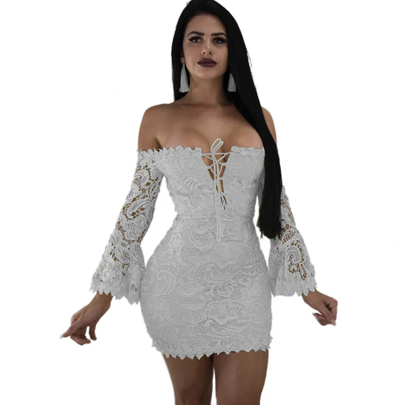 Sexy Off Shoulder White Lace Dress Women Hollow Out Elegant Evening Party Long Sleeve Bodycon Dress Plus Size Vestido De Festa
Sexy Off Shoulder White Lace Dress Women Hollow Out Elegant Evening Party Long Sleeve Bodycon Dress Plus Size Vestido De Festa
