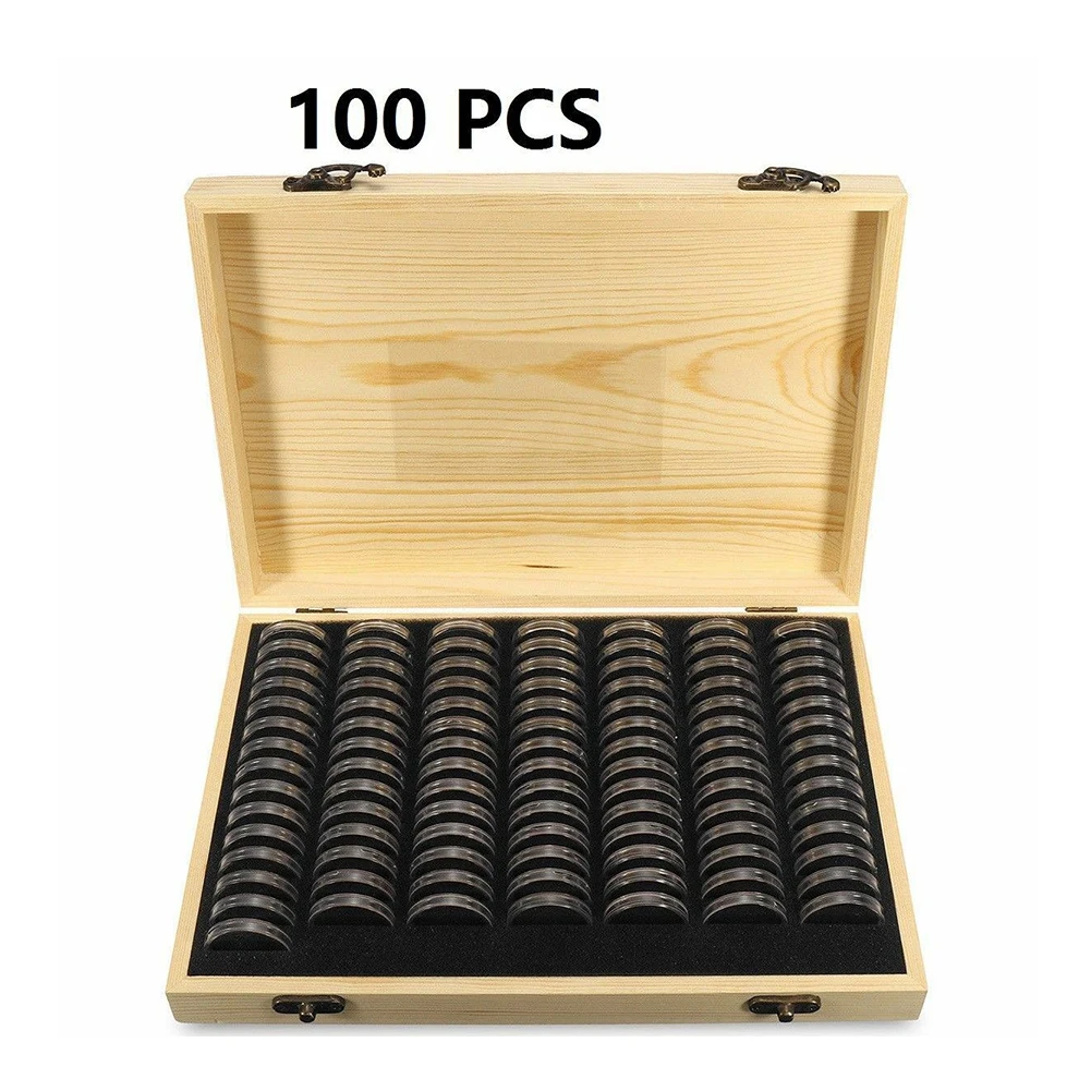 

Universal Collection Case Antioxidative Adjustable Container Commemorative Capsules Home Coin Storage Box Simple Wooden Display