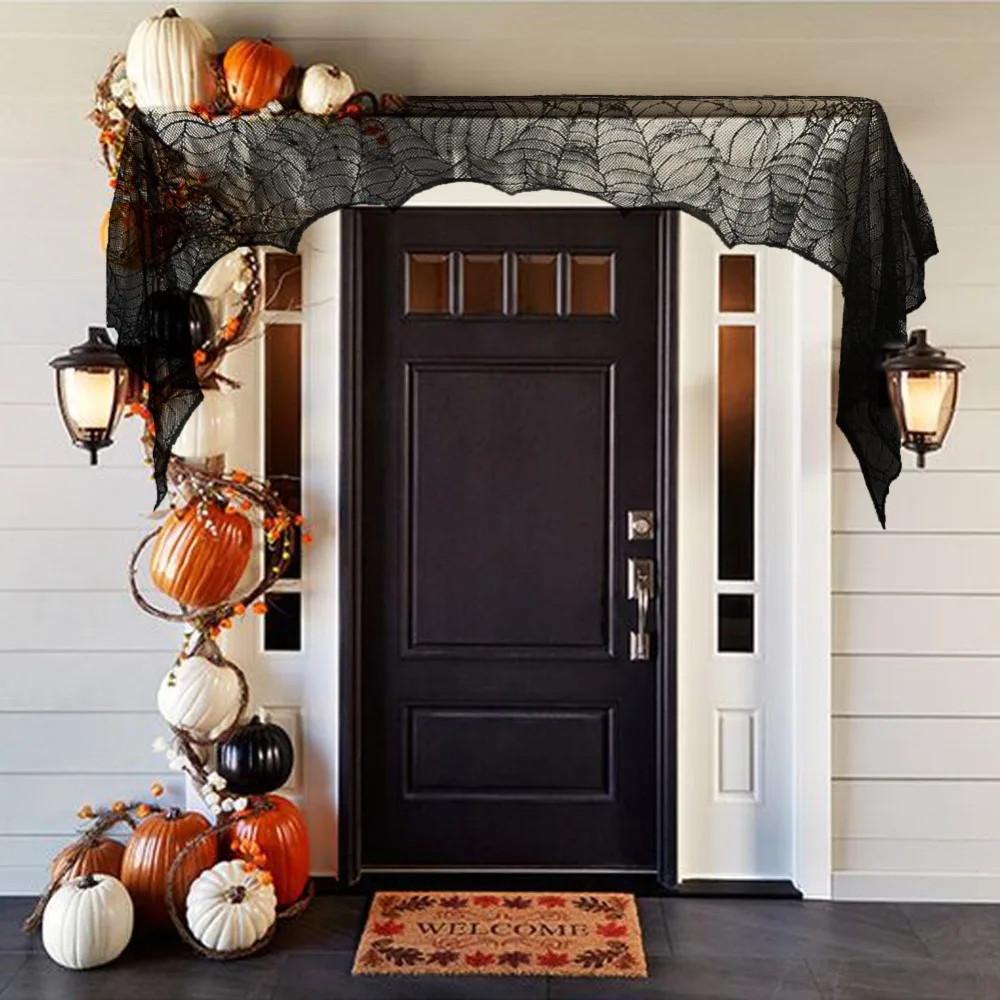 OurWarm 74*35inch Cobweb Fireplace Scarf Halloween Party Decoration Black Lace Spider Web Mantle Cover Curtain Shades Home Decor
OurWarm 74*35inch Cobweb Fireplace Scarf Halloween Party Decoration Black Lace Spider Web Mantle Cover Curtain Shades Home Decor