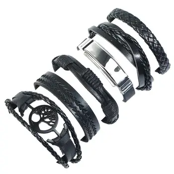 Punk Vintage Men Multilayer Genuine Leather Bracelet Set Alloy Charm Tree of Life Weave Wristbands Bangle Hiphop Fashion Jewelry
Punk Vintage Men Multilayer Genuine Leather Bracelet Set Alloy Charm Tree of Life Weave Wristbands Bangle Hiphop Fashion Jewelry