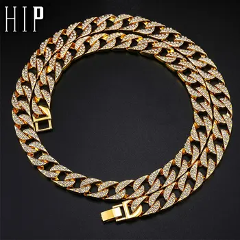 Hip Hop Miami Curb Cuban Chain Necklace 14mm Gold Iced Out Paved Rhinestones CZ Bling Necklaces Men Rapper Jewelry
Hip Hop Miami Curb Cuban Chain Necklace 14mm Gold Iced Out Paved Rhinestones CZ Bling Necklaces Men Rapper Jewelry