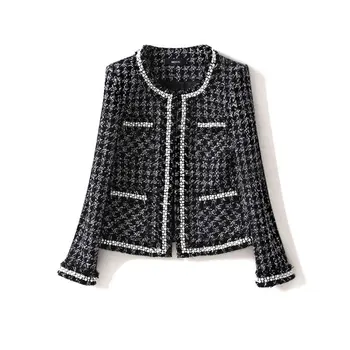 New 2019 Spring Autumn Houndstooth Plaid Tweed Short Coats Women Elegant Pearls Beading OL Suit Jackets Y068
New 2019 Spring Autumn Houndstooth Plaid Tweed Short Coats Women Elegant Pearls Beading OL Suit Jackets Y068