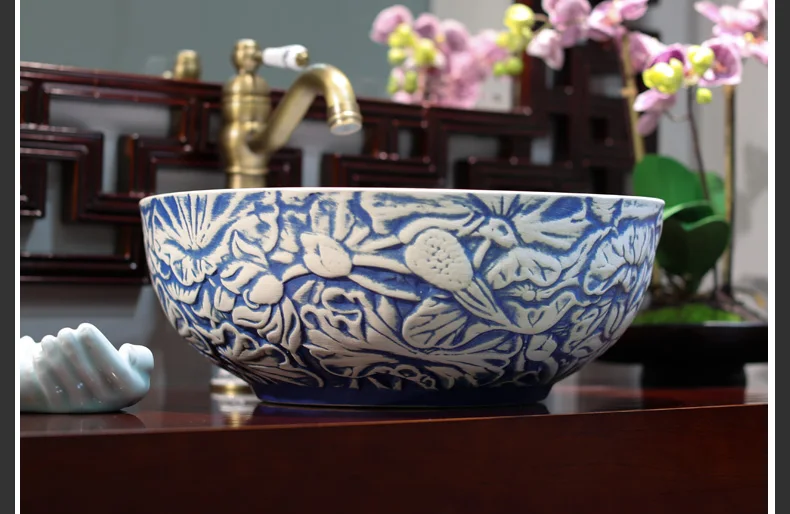 Ceramic wash basin Europe Vintage Style counter top basin bathroom wash basin wash basin table top (3)