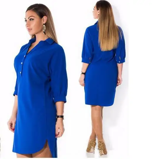 2019 Spring And Autumn Dress Loose Lapel Side Slit Long Shirt Dress Women's Large Size Dress
2019 Spring And Autumn Dress Loose Lapel Side Slit Long Shirt Dress Women's Large Size Dress