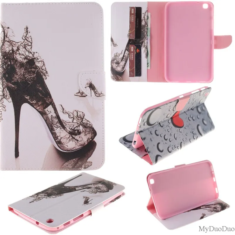 Stand Flip Wallet Case For Samsung Galaxy Tab 3 8.0 inch Cases SM T310 T311 T315 Tablet Back Cover Stand Two Sides Painted Bag (17)