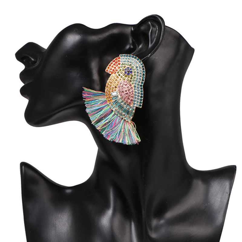 WeMe New Design Euro-American Style Parrot Earrings With Tassel and Full Crystal Drop Earrings
WeMe New Design Euro-American Style Parrot Earrings With Tassel and Full Crystal Drop Earrings