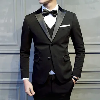 2018 slim Black Men Wedding Prom Suits masculino satin lapel costume homme mens suit smoking Tuxedo Pieces (Jackets+Vest+Pant)
2018 slim Black Men Wedding Prom Suits masculino satin lapel costume homme mens suit smoking Tuxedo Pieces (Jackets+Vest+Pant)