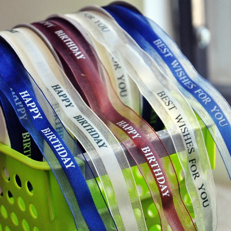 2.2cm 45meter/roll Customized HAPPY BIRTHDAY Letter Printed Organza Ribbon Gift Cake COOKIES Box Packaging Ribbon DIY Crafts 
2.2cm 45meter/roll Customized HAPPY BIRTHDAY Letter Printed Organza Ribbon Gift Cake COOKIES Box Packaging Ribbon DIY Crafts