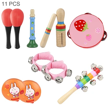 11pcs Orff Percussion Musical Instruments Set 4 Inch Tambourine Maracas Wrist Bells Mixed Kit for Children Baby Early
11pcs Orff Percussion Musical Instruments Set 4 Inch Tambourine Maracas Wrist Bells Mixed Kit for Children Baby Early