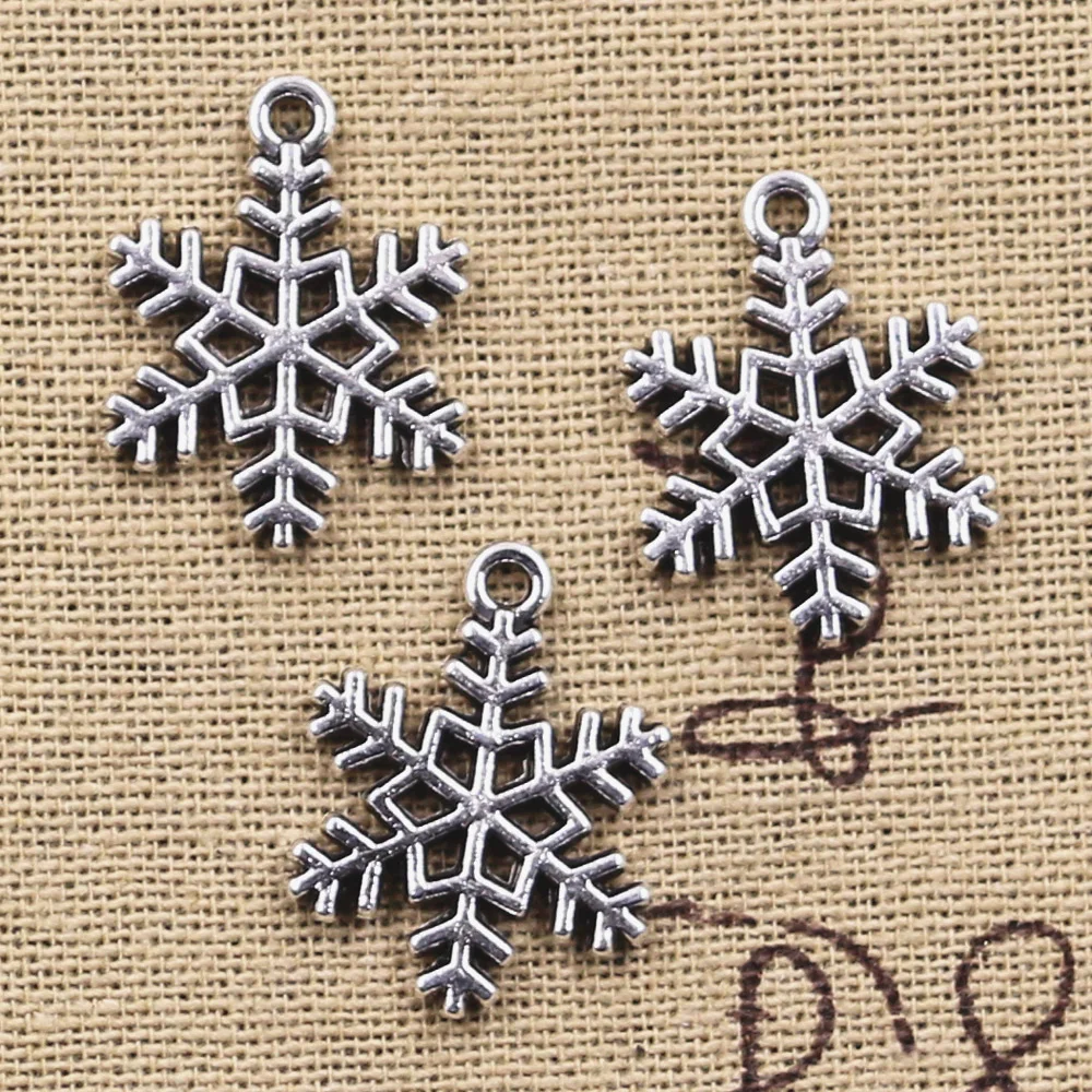 

6pcs Charms snow snowflake 23x17mm Antique Silver Plated Pendants Making DIY Handmade Tibetan Silver Finding Jewelry