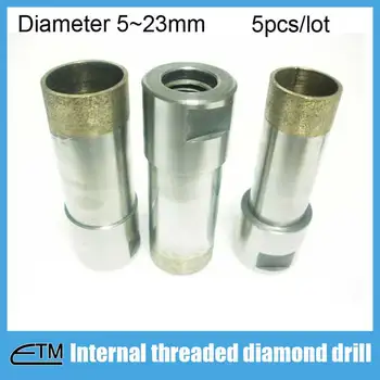 5pcs Sintered internal threaded shank diamond drill bit for glass agate Length 65mm Diameter 5~23mm glass tool zt005
5pcs Sintered internal threaded shank diamond drill bit for glass agate Length 65mm Diameter 5~23mm glass tool zt005