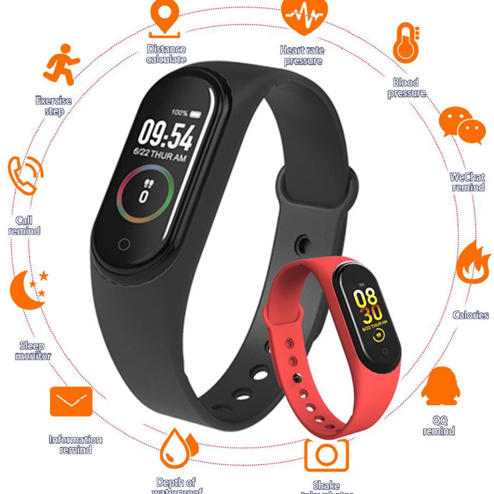 Sport Wristbands Fitness Tracker Smart Watch M4 Heart Rate Monitor Bracelet Calories IP67 Waterproof Smart Band PK Miband 3/4
Sport Wristbands Fitness Tracker Smart Watch M4 Heart Rate Monitor Bracelet Calories IP67 Waterproof Smart Band PK Miband 3/4