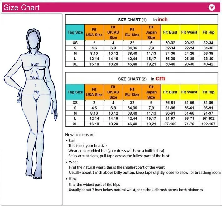 Triangle Bathing Suit Size Chart