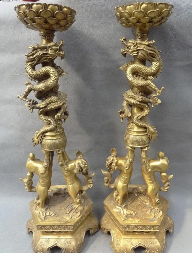 USPS to USA S1830 24" Chinese Pure Brass FengShui Dragon Head Lion Statue Candle Stick Holder Pair B0401
USPS to USA S1830 24" Chinese Pure Brass FengShui Dragon Head Lion Statue Candle Stick Holder Pair B0401