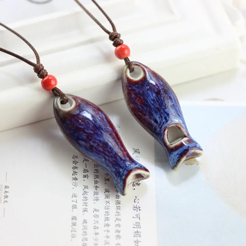 Fish Whistling Pendant Necklace Ceramic Women Fashion Jewelry Long Rope Chain Pendants Charm Ethnic Handmade Choker Accessories
Fish Whistling Pendant Necklace Ceramic Women Fashion Jewelry Long Rope Chain Pendants Charm Ethnic Handmade Choker Accessories