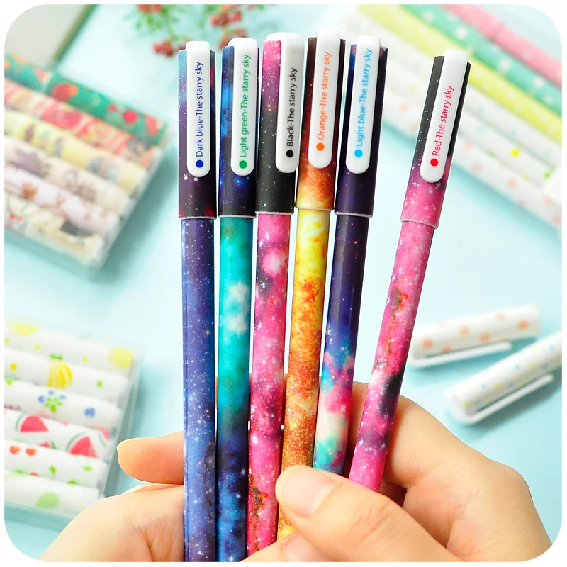 6 pcs/set Color Gel pen 2015 New hot Starry pattern illust Roller ball pen Stationery Gift Caneta escolar school supplies 6244
6 pcs/set Color Gel pen 2015 New hot Starry pattern illust Roller ball pen Stationery Gift Caneta escolar school supplies 6244