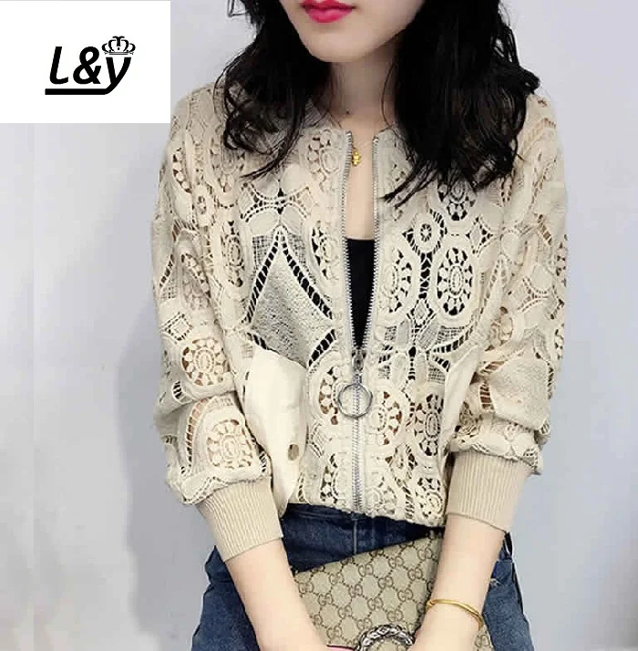 L&Y Fashion Zipper Lace Blouse Tops Pocket Spliced Women Spring Autumn Loose Coat Hollow Out Lace Blouse Top S-2XL Plus Size
L&Y Fashion Zipper Lace Blouse Tops Pocket Spliced Women Spring Autumn Loose Coat Hollow Out Lace Blouse Top S-2XL Plus Size