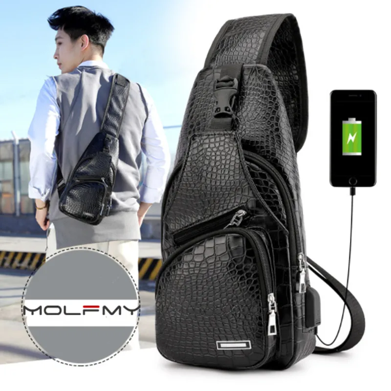 New Men Diagonal Crossbody Bag Pu Crocodile Pattern Sports USB Chest Bag Outdoor Package Shoulder Messenger Bag
New Men Diagonal Crossbody Bag Pu Crocodile Pattern Sports USB Chest Bag Outdoor Package Shoulder Messenger Bag