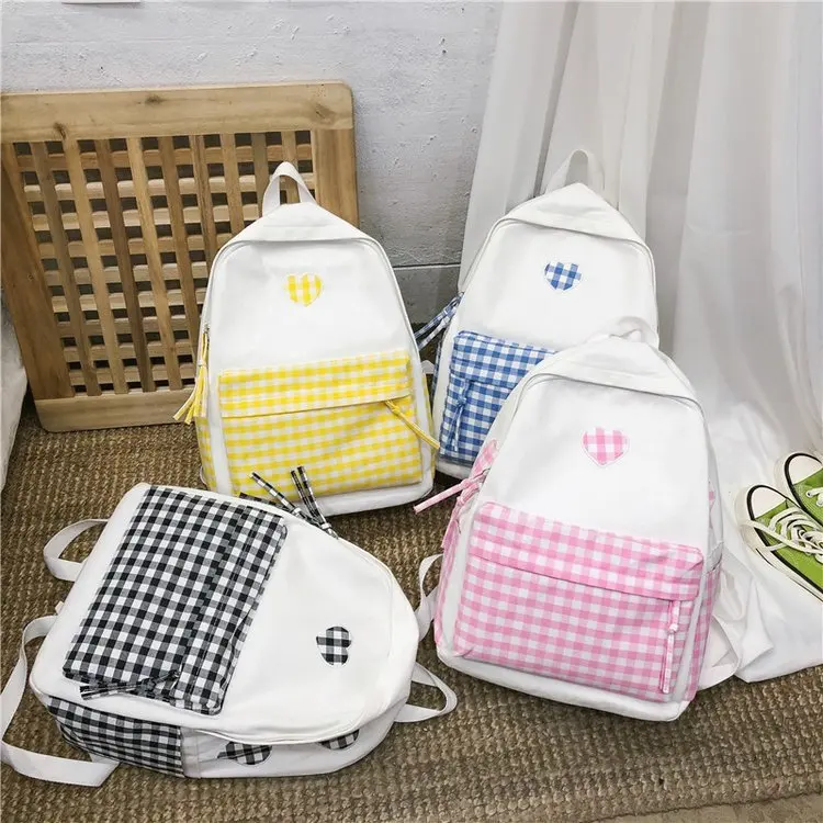 2019 New Harajuku Brief Grid Backpack Women Travel Heart Backpack Students Canvas Double Shoulder Bag Mochila White Black Pink
2019 New Harajuku Brief Grid Backpack Women Travel Heart Backpack Students Canvas Double Shoulder Bag Mochila White Black Pink