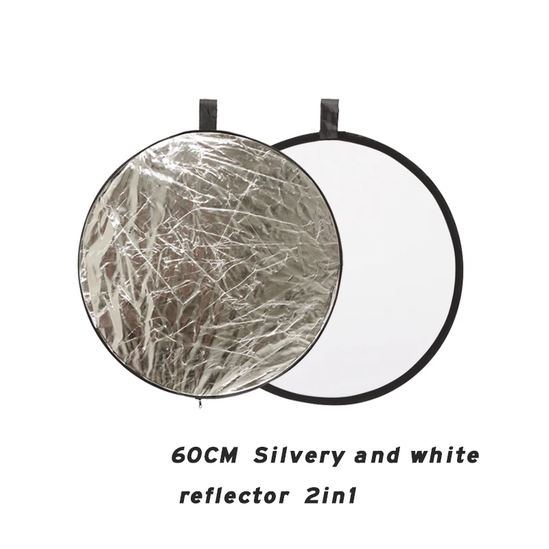 EDMTON 2 in 1 60cm Light Mulit Reflector Portable Collapsible Disc Photography Reflector for Portrait Photography Silver/White
EDMTON 2 in 1 60cm Light Mulit Reflector Portable Collapsible Disc Photography Reflector for Portrait Photography Silver/White