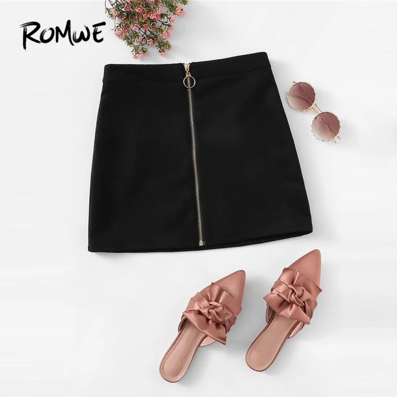 ROMWE Solid Zip Front Skirt 2019 Straight Fashion Spring Autumn Casual Cool Mid Waist Black Above Knee Women Sexy Skirt
ROMWE Solid Zip Front Skirt 2019 Straight Fashion Spring Autumn Casual Cool Mid Waist Black Above Knee Women Sexy Skirt