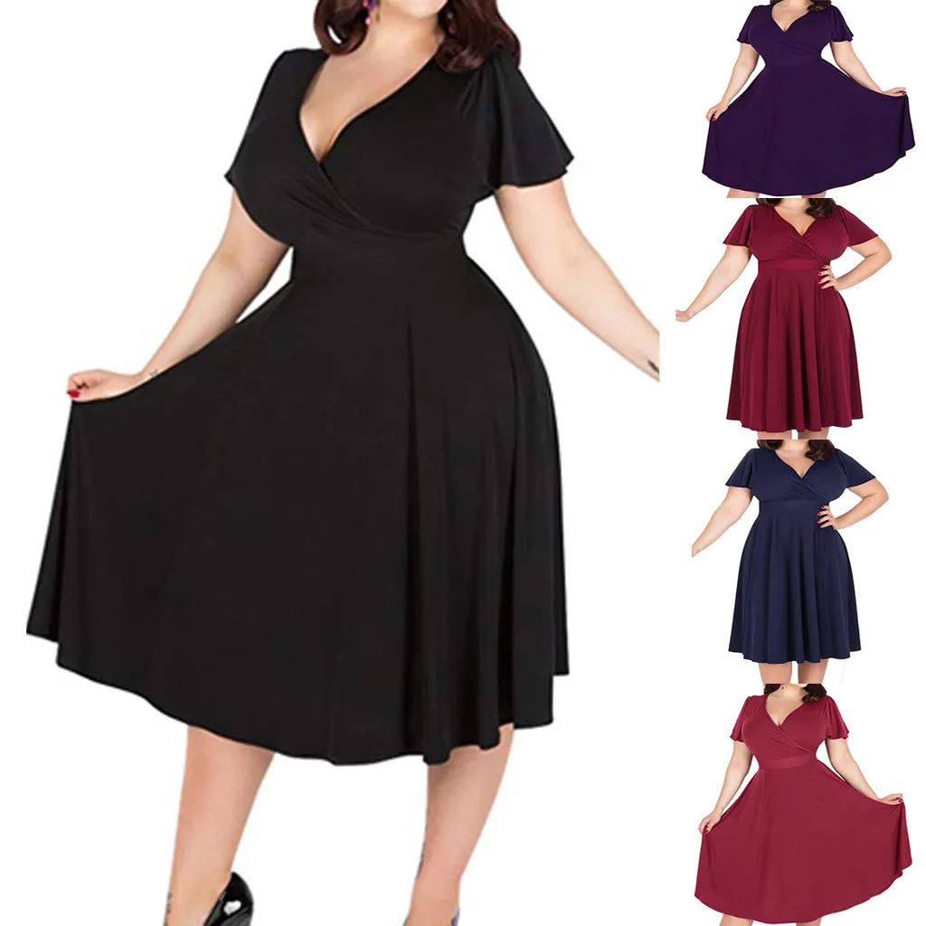 Women's V-Neck Elegant Dress With Waistband And Large Size Dress 2019 New Drop Shipping
Women's V-Neck Elegant Dress With Waistband And Large Size Dress 2019 New Drop Shipping