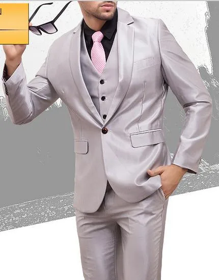 New Custom made High quality silver grey men suits slim groom's wedding dress( jacket+Pants+vest+tie)
New Custom made High quality silver grey men suits slim groom's wedding dress( jacket+Pants+vest+tie)