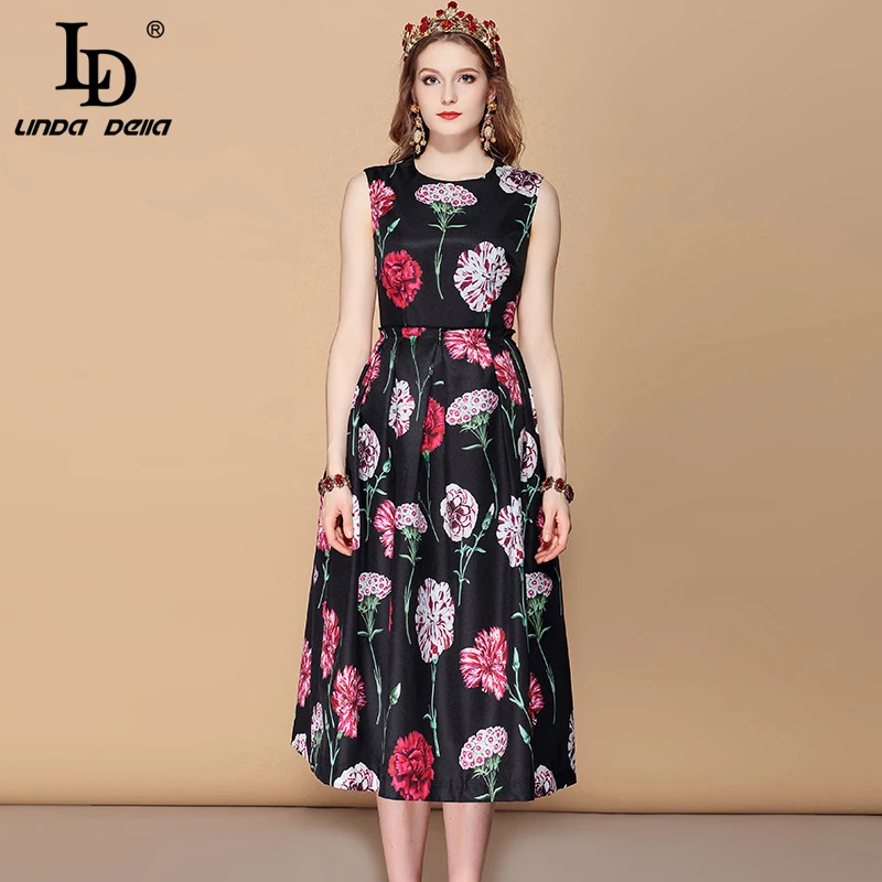LD LINDA DELLA 2019 Fashion Runway Summer Dress Women's Sleeveless Elegant Floral Print Holiday Party Vintage Midi Dress vestido
LD LINDA DELLA 2019 Fashion Runway Summer Dress Women's Sleeveless Elegant Floral Print Holiday Party Vintage Midi Dress vestido