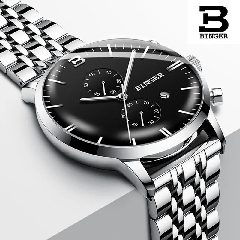 BINGER Men's Watches Stopwatch Date Luminous Hands Genuine All steel 30M Waterproof Clock Man Quartz Watches Men Fashion Watch
BINGER Men's Watches Stopwatch Date Luminous Hands Genuine All steel 30M Waterproof Clock Man Quartz Watches Men Fashion Watch