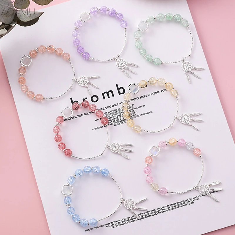 AOMU Simple Fashion Sweet Pink Crystal Bracelet for Women Girl Dream Catcher Beads Single Circle Party Birthday Gift
AOMU Simple Fashion Sweet Pink Crystal Bracelet for Women Girl Dream Catcher Beads Single Circle Party Birthday Gift