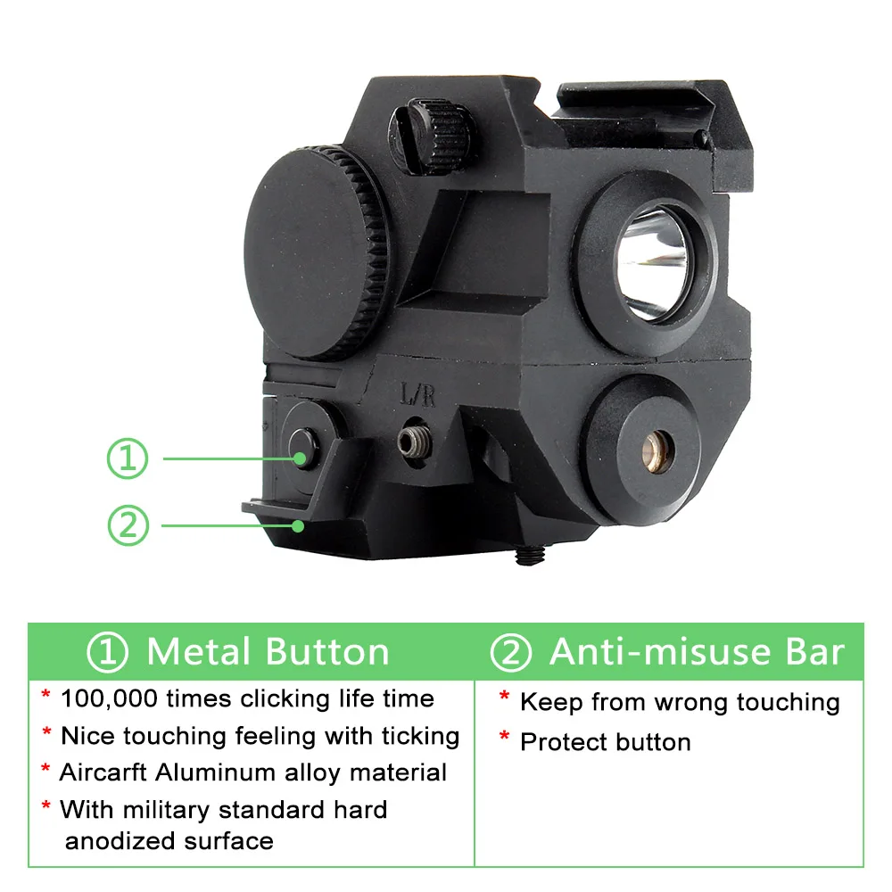 ohhunt Compact Green Laser Sight with CREE LED Flashlight Integrated Combo for Tactical Pistol Rifle Weaver Picatinny Rail (4)