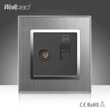 TV + Data Socket Wallpad Luxury 110-250V Brushed Metal UK EU Standard Television and Data RJ45 Lan Cable Jack Wall Socket
TV + Data Socket Wallpad Luxury 110-250V Brushed Metal UK EU Standard Television and Data RJ45 Lan Cable Jack Wall Socket