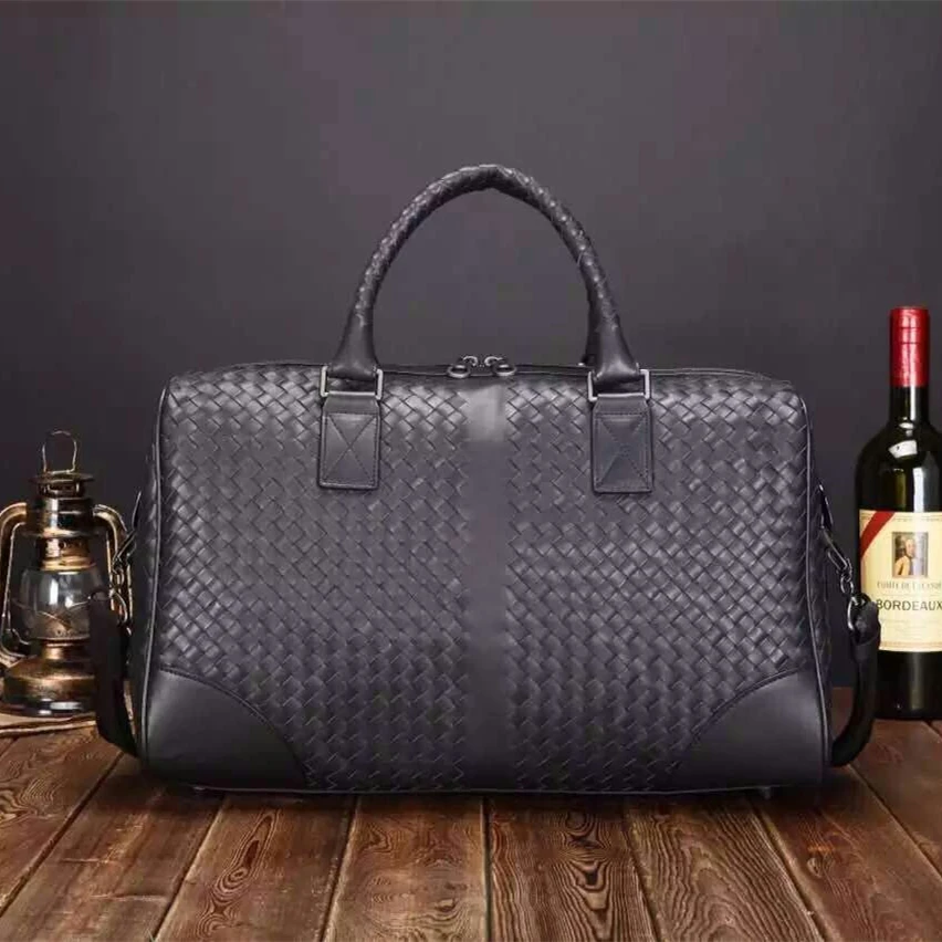 

ISHARES Classic Calfskin Luxurious travel duffel Bags Totes luggage Men Woven Genuine Leather high quality Handbags IS5016