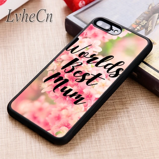 LvheCn Worlds best mum cherry blossom phone Case For iPhone 5 6 6s 7 8 plus X XR XS max 11 12 Pro Samsung Galaxy S7 S8 S9 S10 | Мобильные