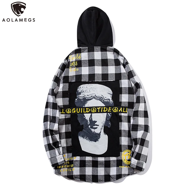 Aolamegs Shirts Men Plaid Hooded Letter Print Male Shirts Ribbon Full Sleeve Shirt Casual Fashion High Street Spring Streetwear
Aolamegs Shirts Men Plaid Hooded Letter Print Male Shirts Ribbon Full Sleeve Shirt Casual Fashion High Street Spring Streetwear