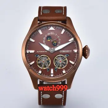 47mm Corgeut Coffee case Flywheel Date Luminous Mechanical Automatic Men's Leather Strap Watch
47mm Corgeut Coffee case Flywheel Date Luminous Mechanical Automatic Men's Leather Strap Watch