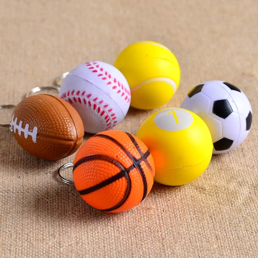 Дешевый футбол баскетбол бейсбол брелок для ключей в форме мяча настольного