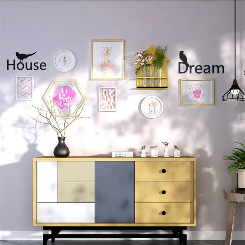 Creative Combination 7pcs Picture Frames+Bird Letters+Flower Arrangement Shelf Home Office Wall Decoration Photo Frame Set Foto
Creative Combination 7pcs Picture Frames+Bird Letters+Flower Arrangement Shelf Home Office Wall Decoration Photo Frame Set Foto