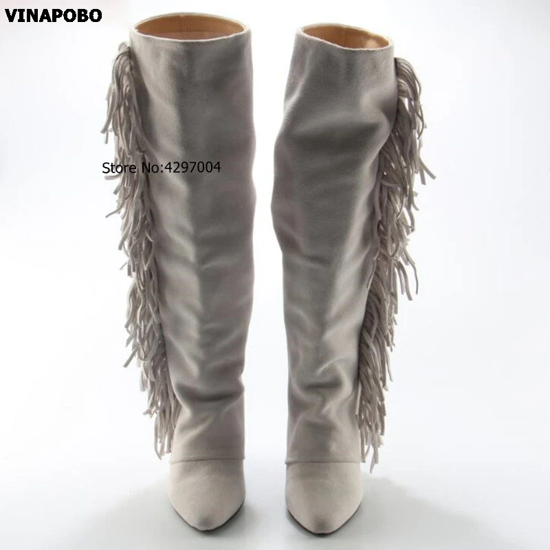 1Zobairou-Women-Knee-High-Suede-Fringe-Boots-Black-White-Platform-Wedged-Tall-Boots-New-Brand-Fashion (4)